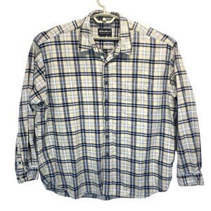 Eddie Bauer Shirt Men 2XL Plaid Long Sleeve Pocket Button Up Flannel Cotton FLAW